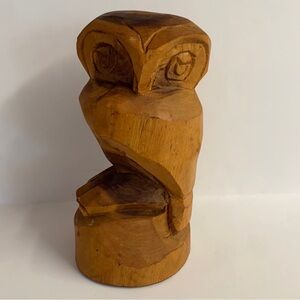 Marv Clarke Signed Hand Carved Wooden Primitive Boho Owl